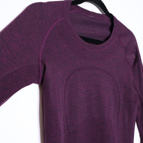LULULEMON Swiftly Tech Long Sleeve Crew Plum Black Stretch Active Women's 6 - Picture 7 of 15